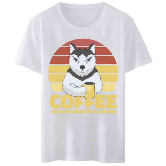 Women's T-Shirt - "Coffee Because Murder is Wrong" Cat Print