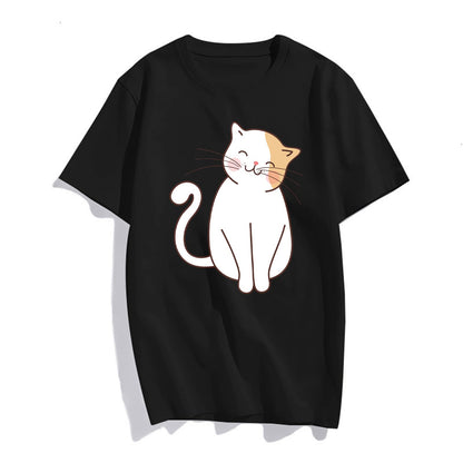 Cat Cute Graphics T-Shirt Women Fashion Casual Short-Sleeved Tops Teens Girl Clothes