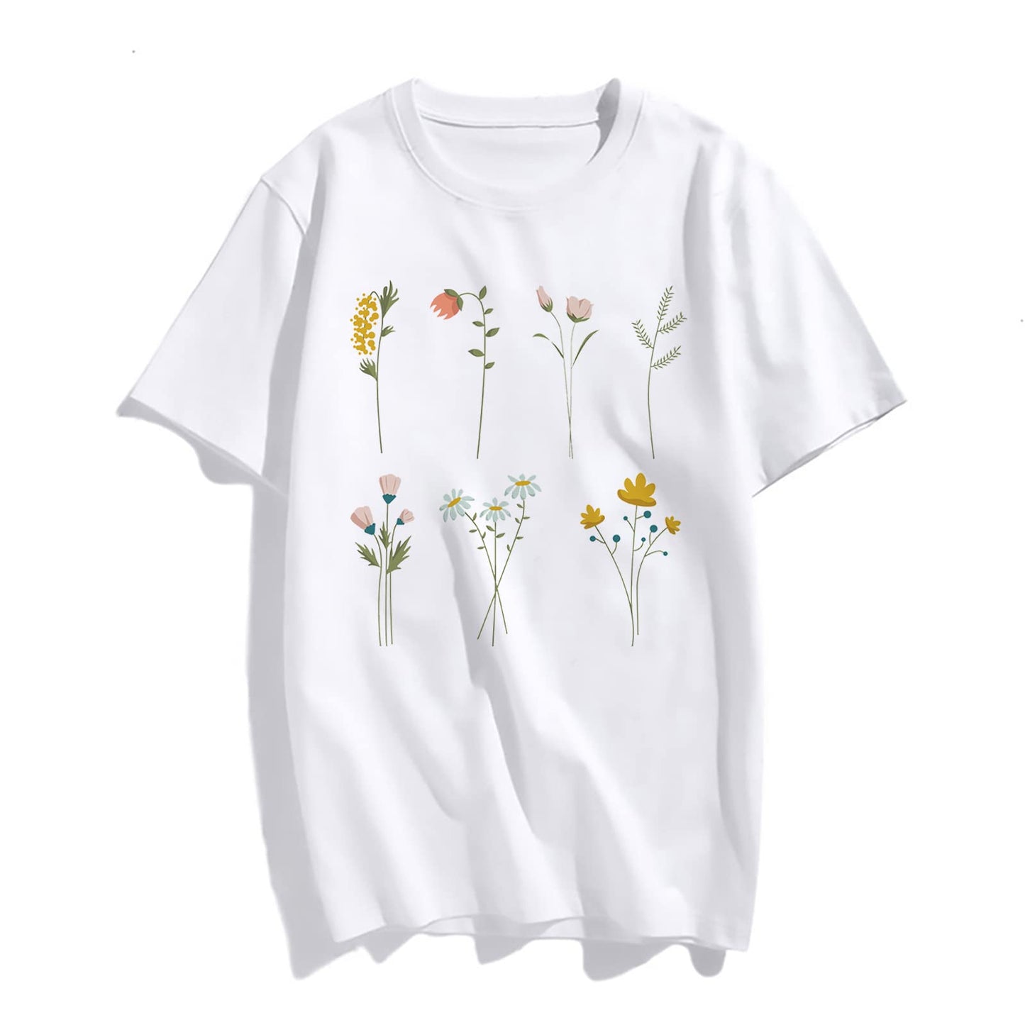 Womens Flowers Graphic Tees Vintage Short Sleeve T Shirts for Women Summer Tops Teen Girl Clothes