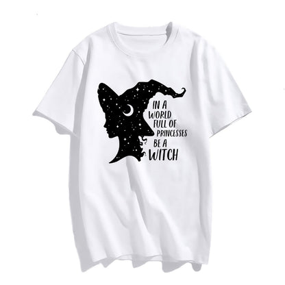 Halloween Witch Print Female Short Sleeve Graphic Fashion Summer T Shirt Women