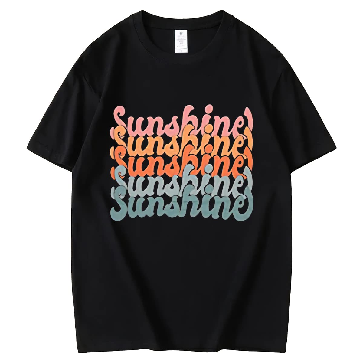 Womens Sunshine Graphic Shirt Funny Summer Short Sleeve O-Neck Tops