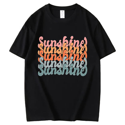 Womens Sunshine Graphic Shirt Funny Summer Short Sleeve O-Neck Tops