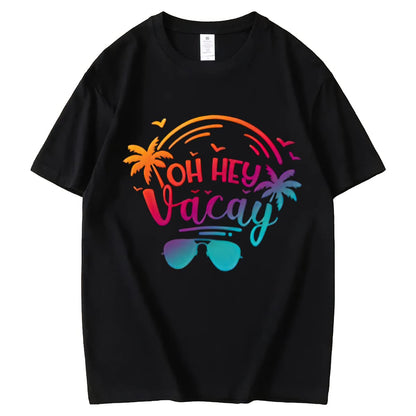 Vacay Graphic T-Shirt for Women Coconut Sunglasses Beach Summer Casual Short-Sleeved Tops