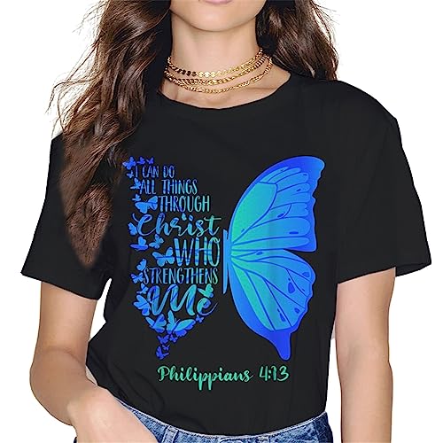 I Can Do All Things Through Christ Butterfly Art - Religious T-Shirt