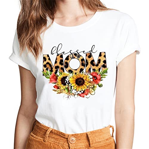Sassalilly Various Botanical Flower Theme Pattern Text Top Casual Regular Summer Short Sleeve Women's T-Shirt