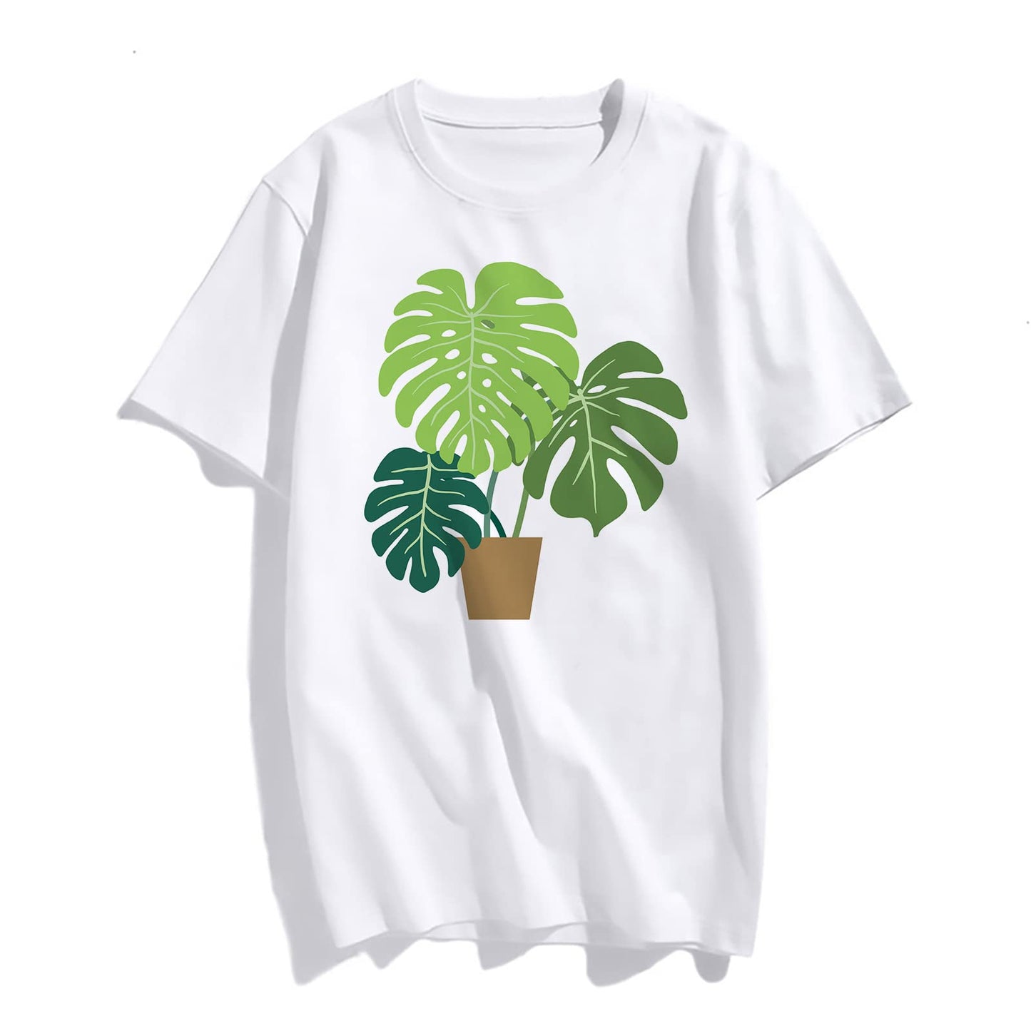 Potted Greenery Graphic Short Sleeve T-Shirts for Women Summer Top