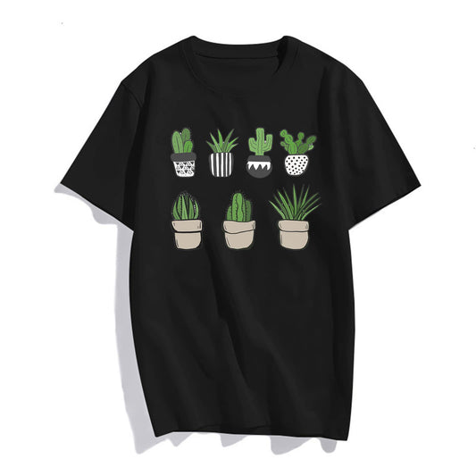 Women Green Plant Graphics T-Shirt Fashion Casual Short-Sleeved Top