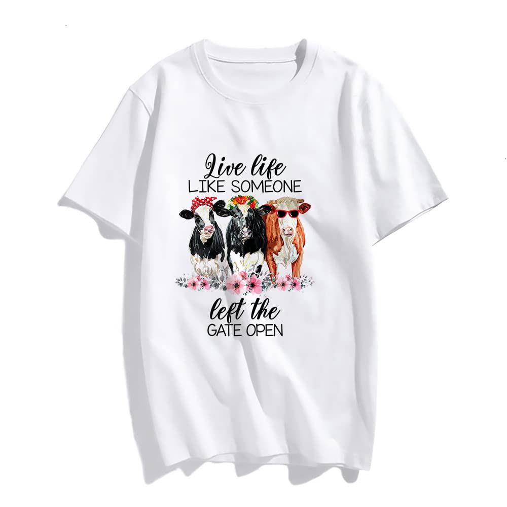 Funny I'm Just A Girl Who Loves Cows Cow Farmer Farm Women T-Shirt Gift