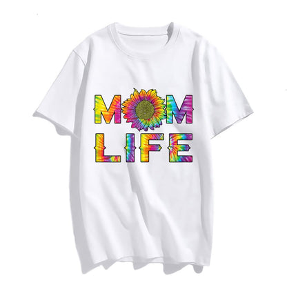 Mom Life Messy Bun Tie Dye Bandana Mothers Day T-Shirt