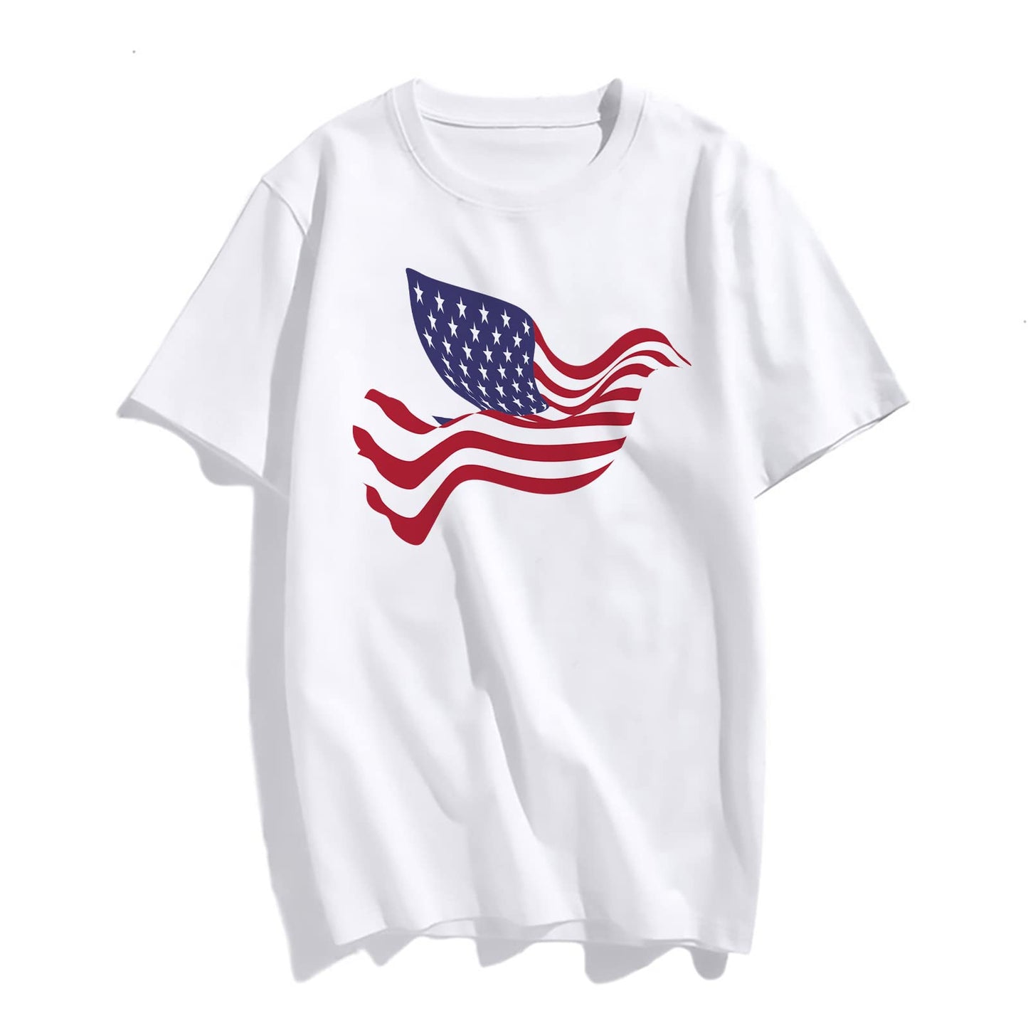 Eagle T-Shirt American Flag Eagle-Shaped Lady Round Neck Short-Sleeved Top