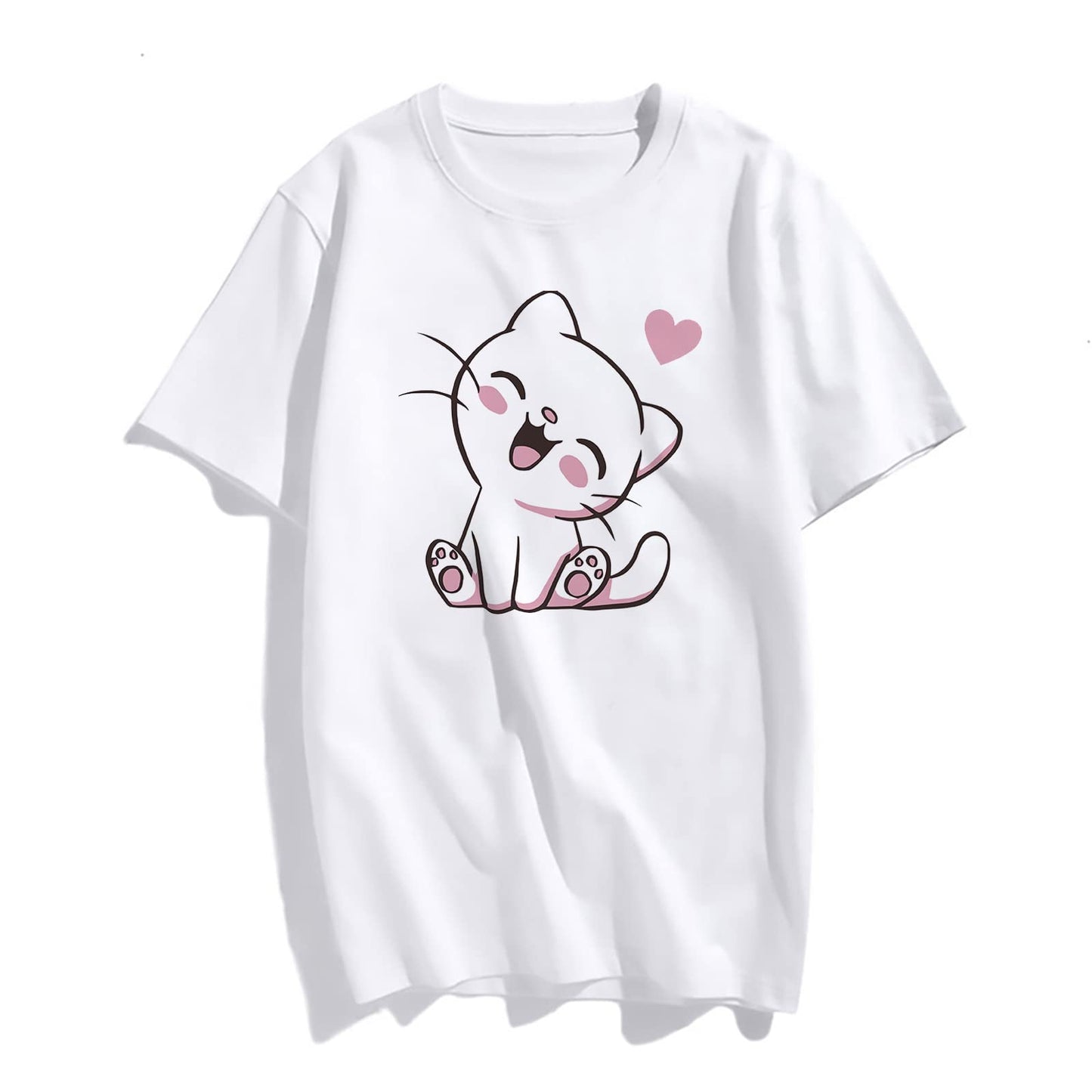 Womens Cute Cat Graphic Short Sleeve T Shirts for Women Tops Teen Girl Clothes