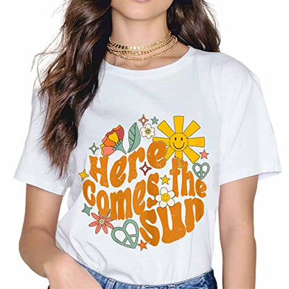 Here Comes The Sun Vintage Retro Summer Beach Gift T-Shirt