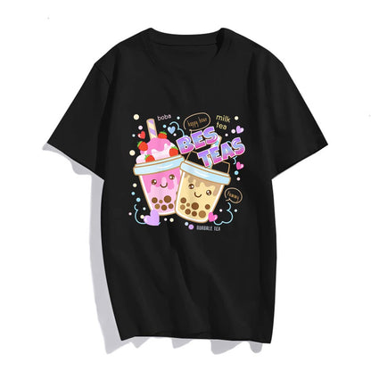 Sassalilly Bubble Tea Bubble Cartoon Kawaii Shirt Besties Best Friends T-Shirt