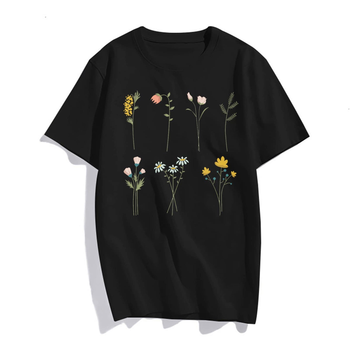 Womens Flowers Graphic Tees Vintage Short Sleeve T Shirts for Women Summer Tops Teen Girl Clothes