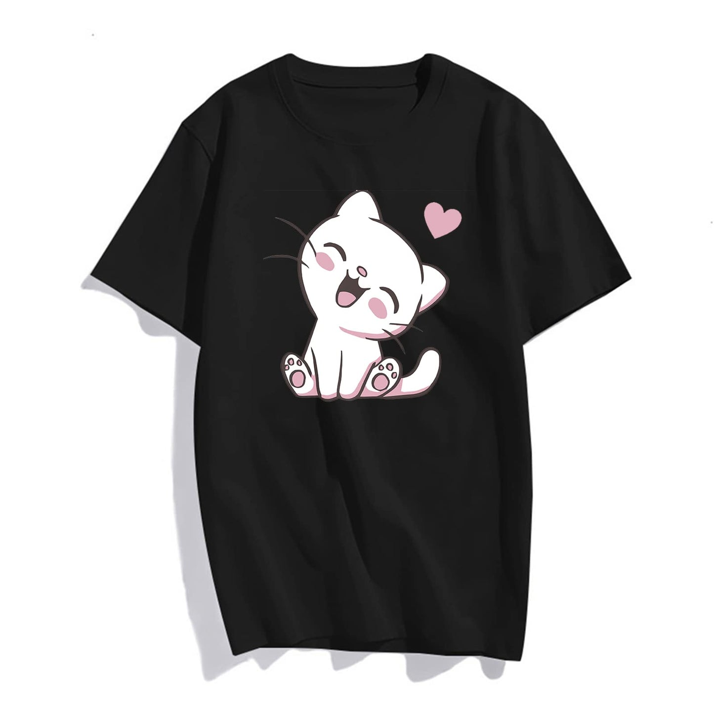 Womens Cute Cat Graphic Short Sleeve T Shirts for Women Tops Teen Girl Clothes