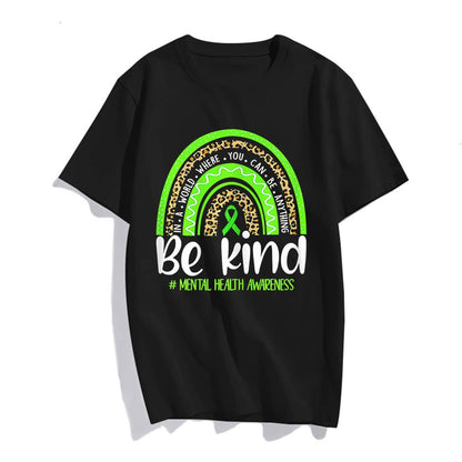 Mental Health Awareness Short Sleeve Casual Round Neck T-Shirt Gift