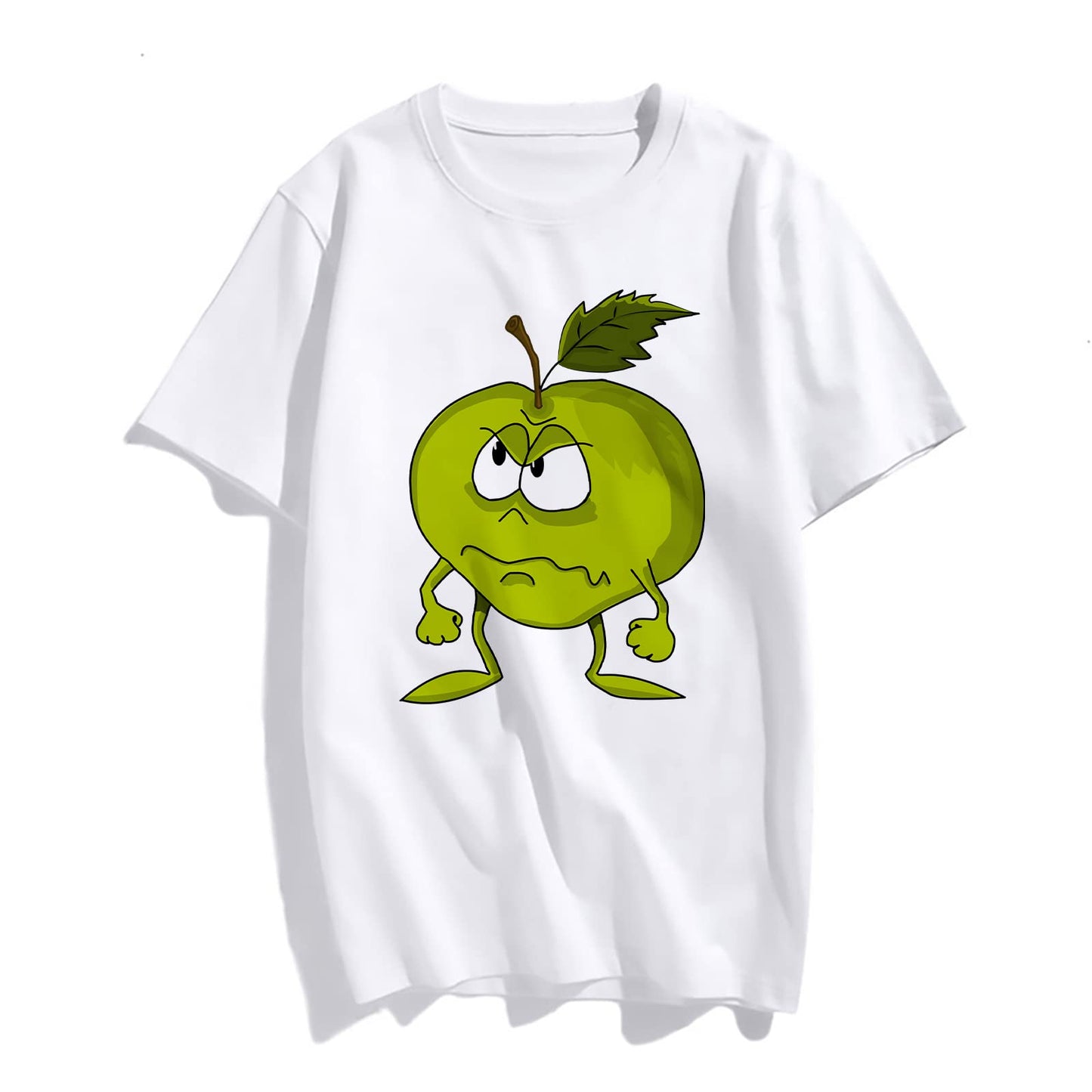 Funny Apple Graphics Tshirts Women Casual Short Sleeve Round Neck Tops