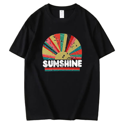 Womens Sunshine Graphic Shirt Funny Summer Short Sleeve O-Neck Tops