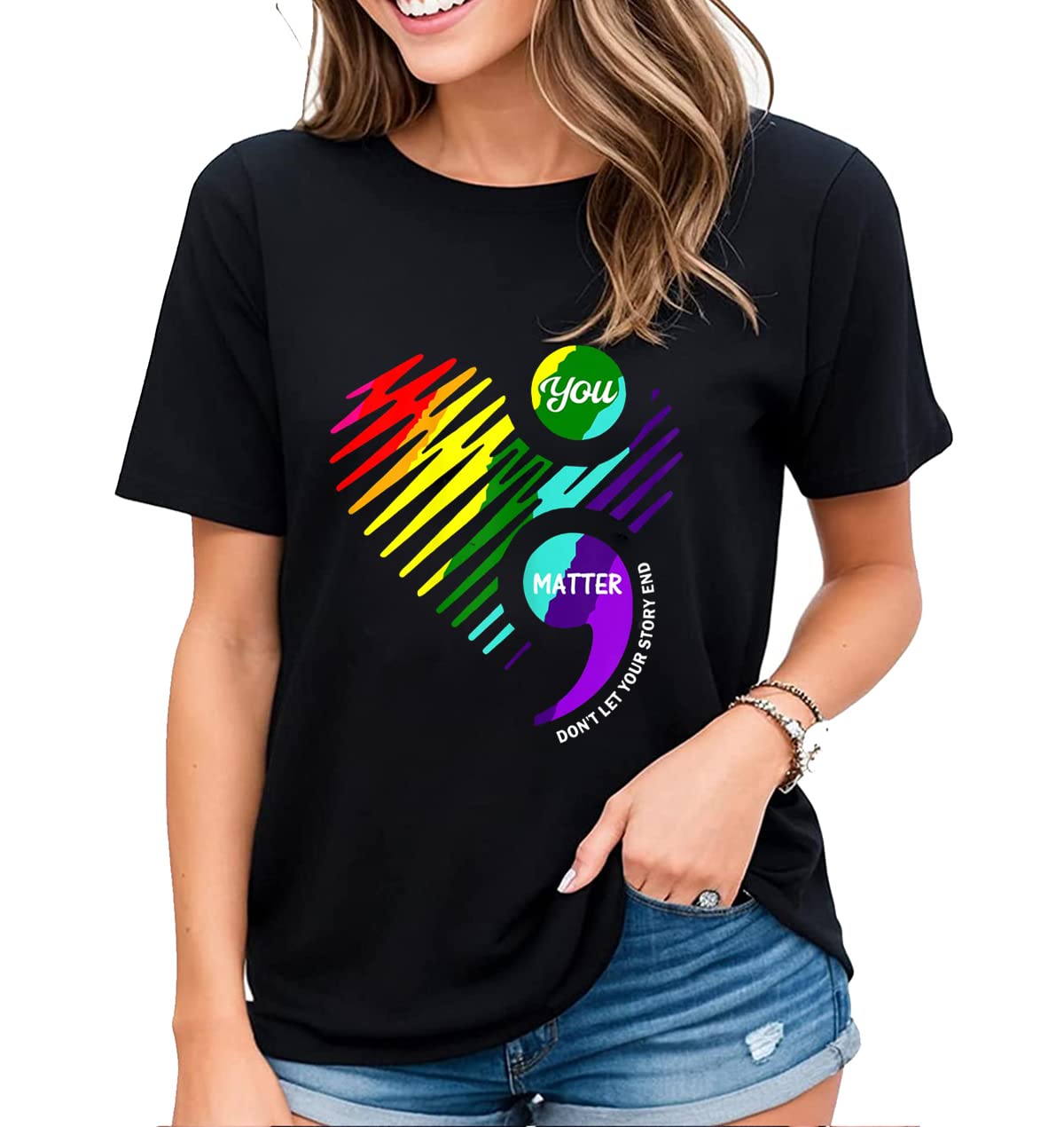 T-Shirt for Women No One Fights Alone Mental Health Awareness Green Ribbon Casual Short Sleeve Tops
