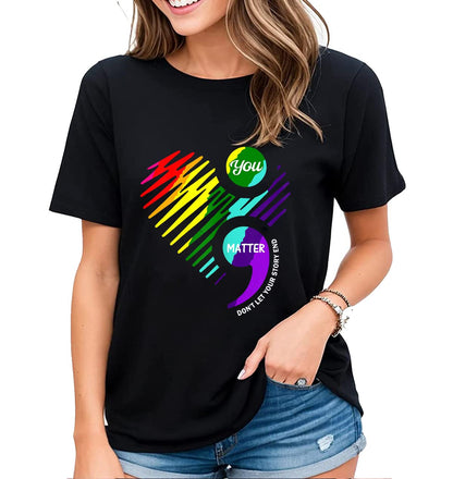 T-Shirt for Women No One Fights Alone Mental Health Awareness Green Ribbon Casual Short Sleeve Tops