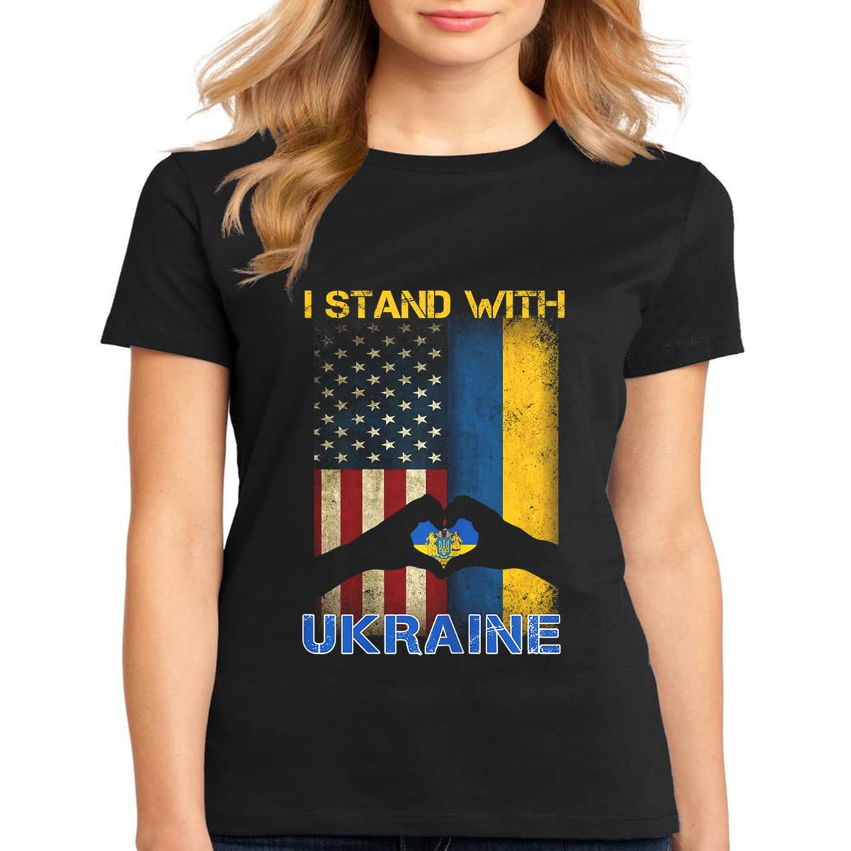 Women's T-Shirt Ukraine Cheer Shirt Concerned Ukrainian American Freedom Short Sleeve Top