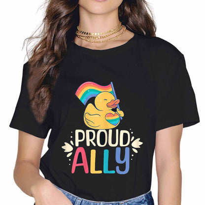 LGBT Ally Pride Rainbow Proud Ally Fashion Short Sleeve Casual Round Neck Gift T-Shirt