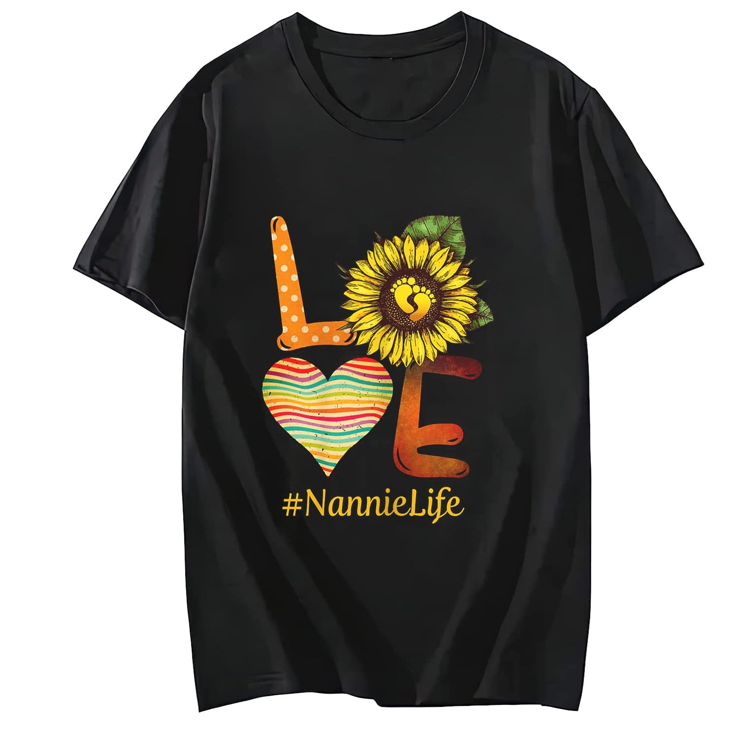 Love Nannie Life Grandma Gifts Sun Flower Mothers Day T-Shirt