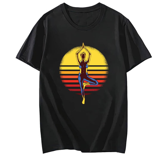 Yoga Sunset Shirt Short Sleeve Comfort Tops T-Shirt for Women