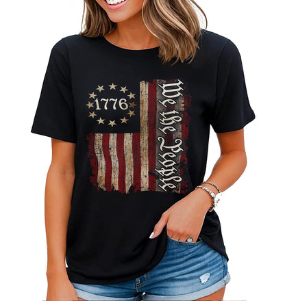 Patriotic American Independence Day Shirts for Women 4th of July USA T-Shirt