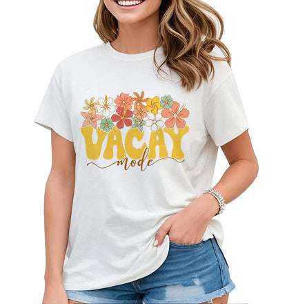 Women's Vacay T-Shirt Vacation Mode Shirt Simple Style Summer Casual Short-Sleeved Tops