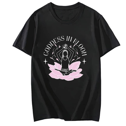 Woman Goddess in Bloom Short Sleeve Comfort Tops T-Shirts for Women
