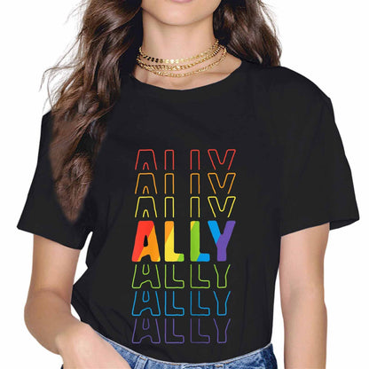 Proud Ally Fashion Short Sleeve Casual Round Neck Pride Month Gift T-Shirt