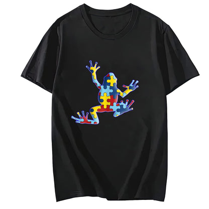 LastFor1 Frog Autism Puzzle Autism Awareness Men Women Kids Cute T-Shirt