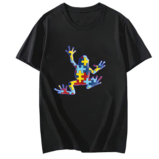 LastFor1 Frog Autism Puzzle Autism Awareness Men Women Kids Cute T-Shirt
