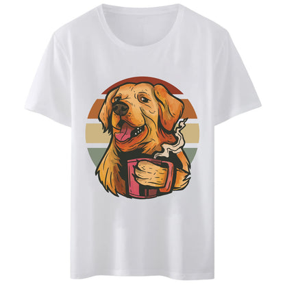 Women T-Shirt Coffee Dog Funny T-Shirt