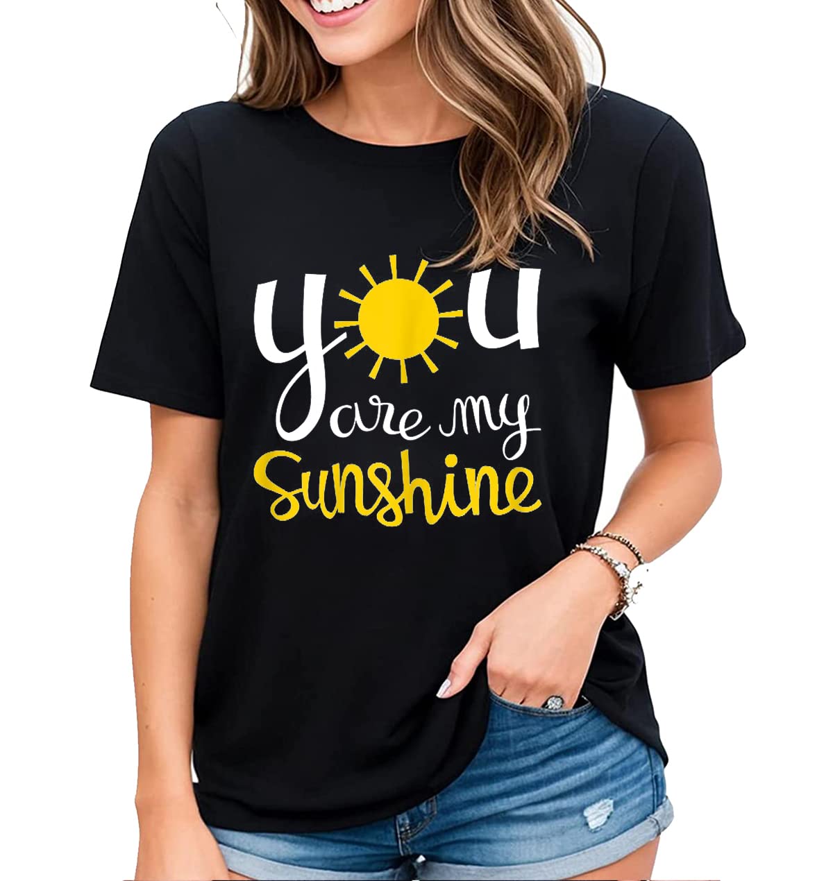 You are My Sunshine Cute Sunflower Hot Summer Graphic T-Shirt for Women