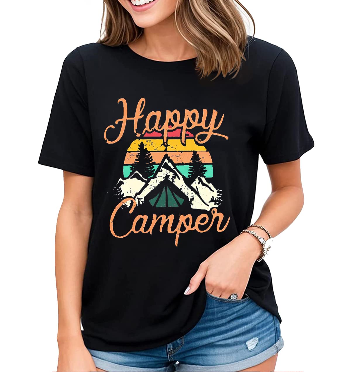 T-Shirt Womens Camping Nature Lover Take A Hike Environmentalist Wanderlust Casual Short-Sleeved Tops