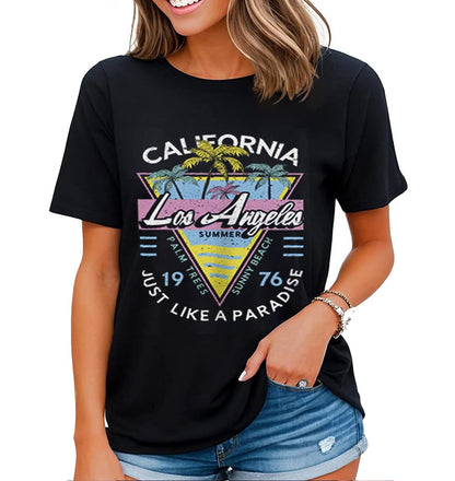 Los Angeles Vintage Vacation T-Shirt - Women's Casual Style