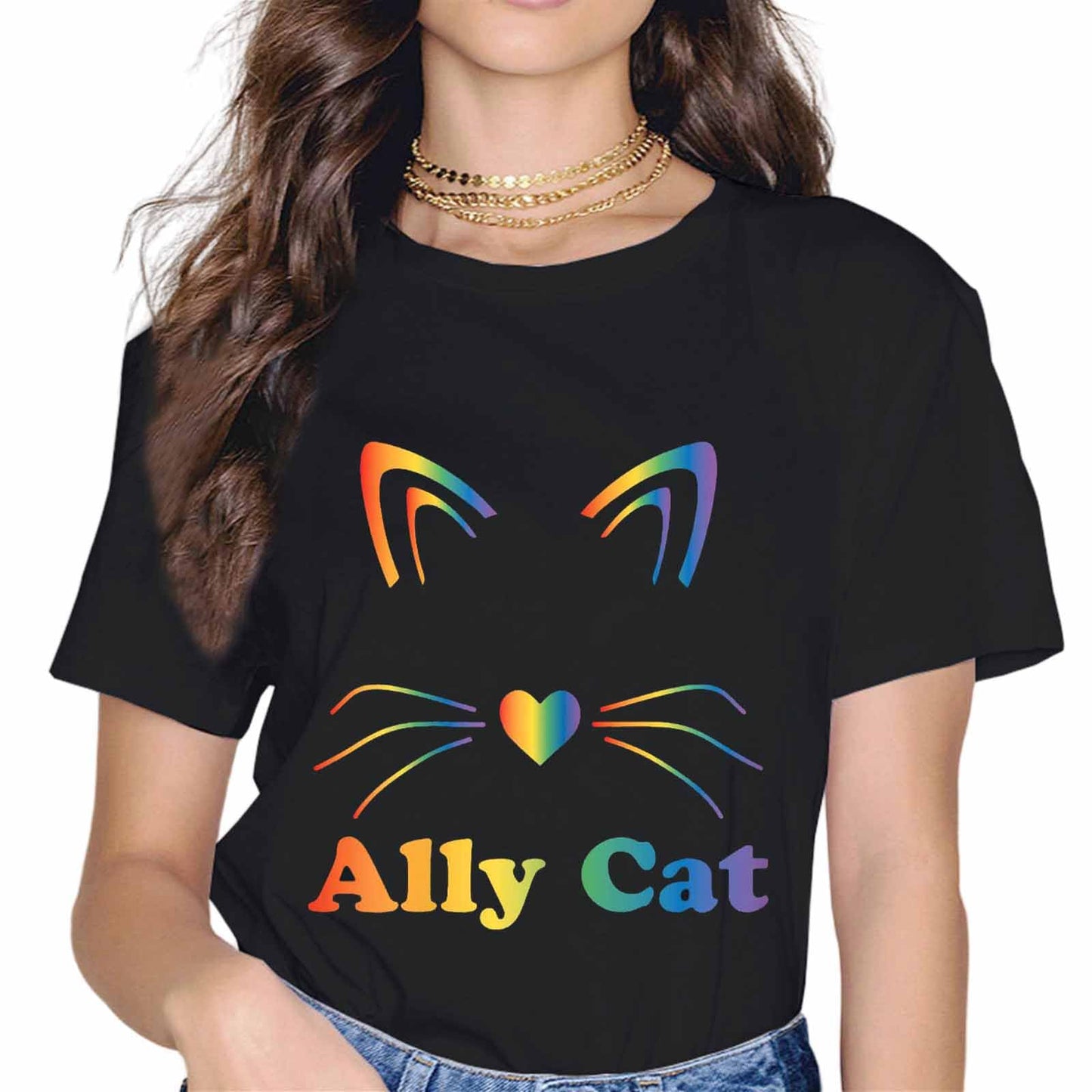 LGBT Ally Pride Rainbow Proud Ally Fashion Short Sleeve Casual Round Neck Gift T-Shirt