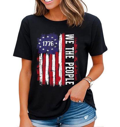 Patriotic American Independence Day Shirts for Women 4th of July USA T-Shirt