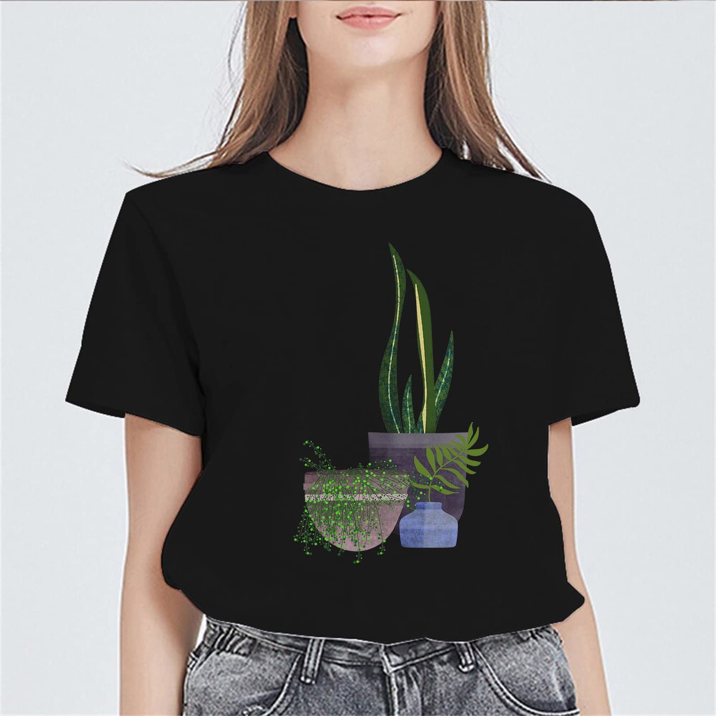 Womens Potted Greenery Graphics Vintage Short Sleeve T Shirts for Women Summer Tops