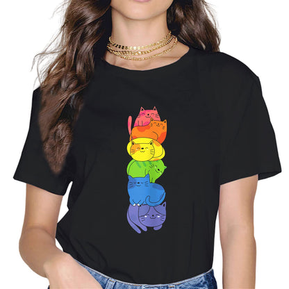 Women LGBT Pride LGBTQ Fashion Short Sleeve Casual Round Neck Tees