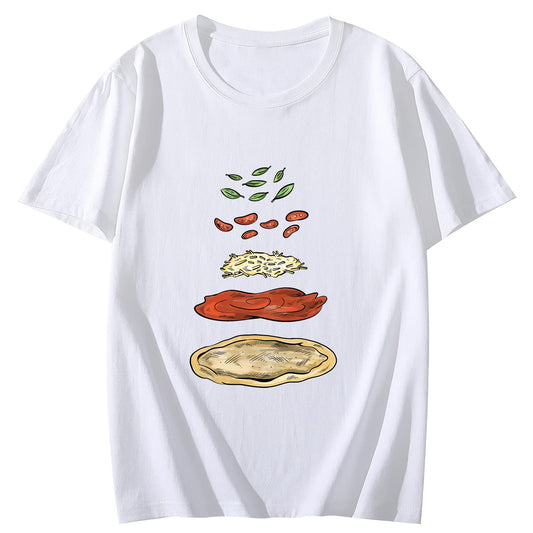 Pizza Ingredients Short Sleeve Comfort Tops T-Shirts for Women