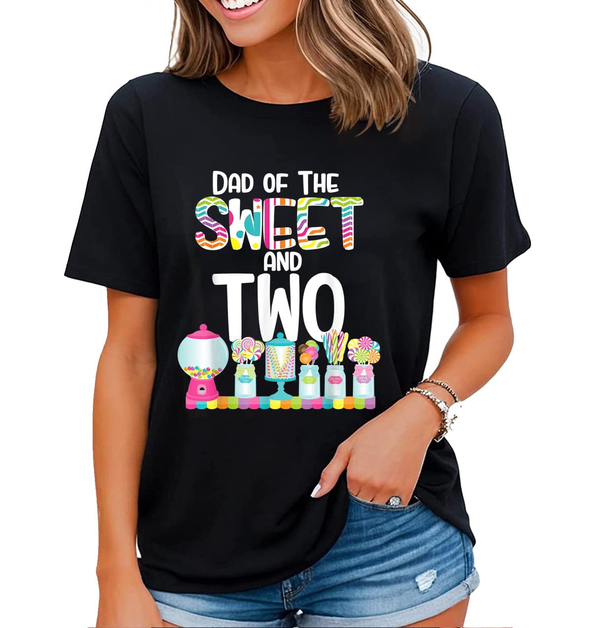 Cute Candy Design Shirt for Women Girls Kids Sweets Candy Lover Casual Short Sleeve Tops