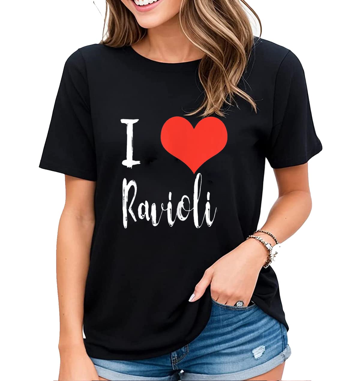 Womens Red Heart Graphic T-Shirt I Love So-and-so Fun Casual Short-Sleeved Tops