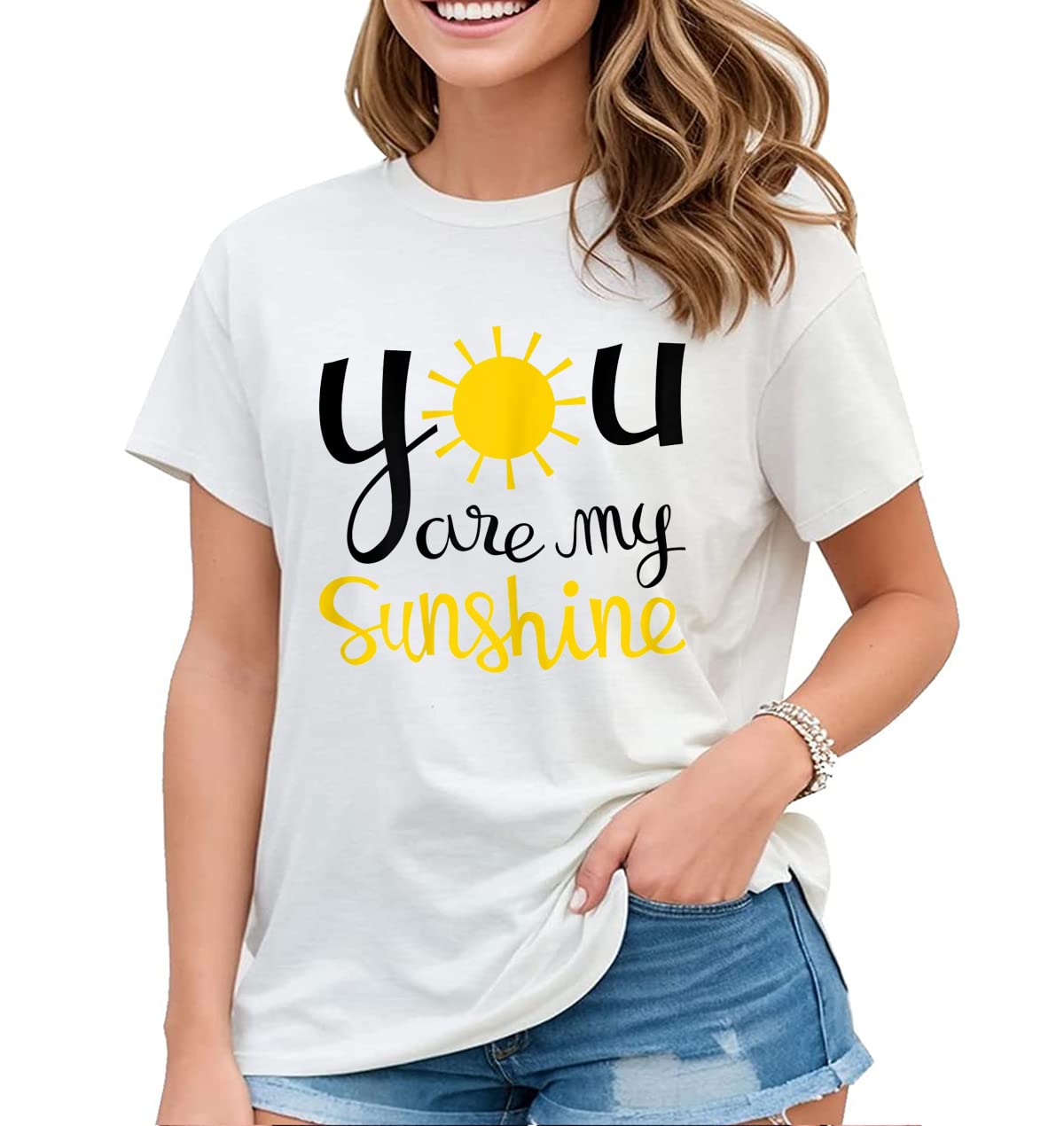 You are My Sunshine Cute Sunflower Hot Summer Graphic T-Shirt for Women