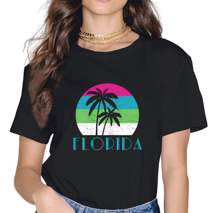 Summer Florida Vacation Short Sleeve Casual Round Neck Tee Shirt