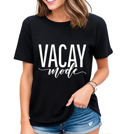 Women's Vacay T-Shirt Vacation Mode Shirt Simple Style Summer Casual Short-Sleeved Tops