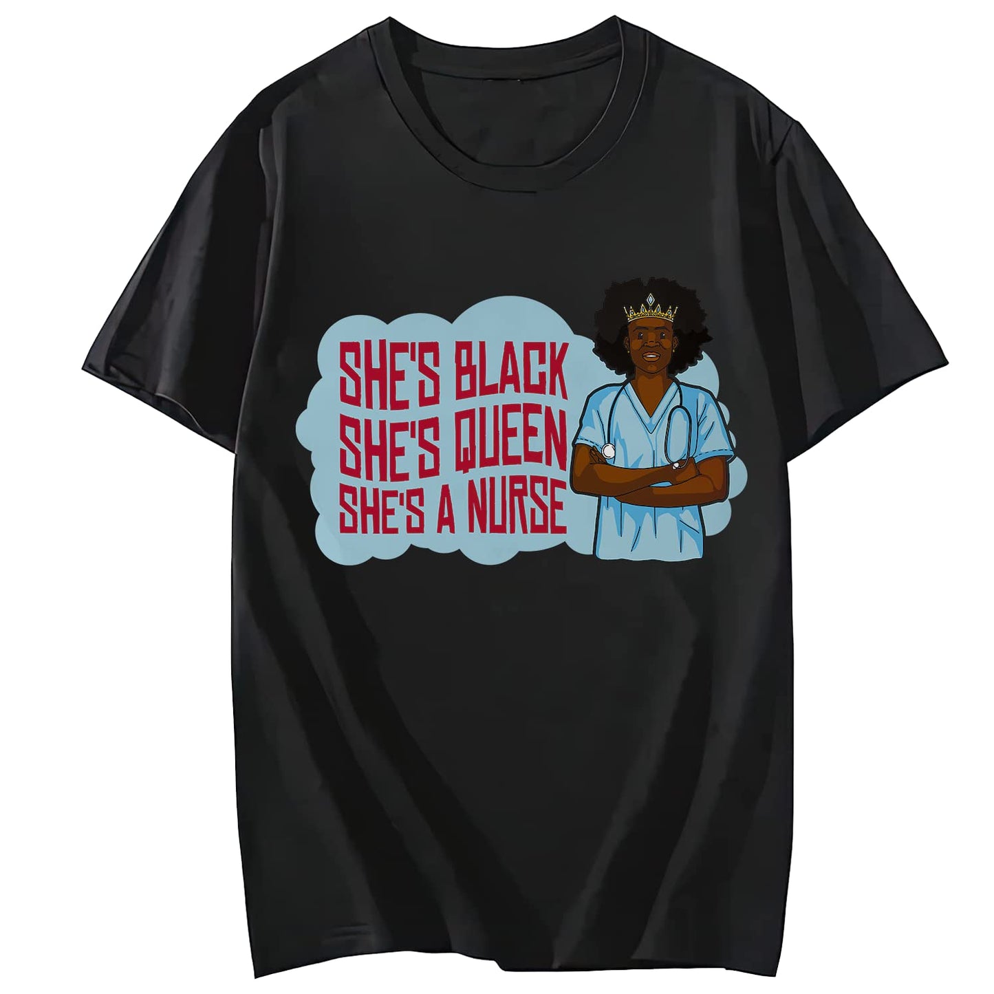 Women's Flat Nurse Shark Pattern Casual Short Sleeve Gift T-Shirt