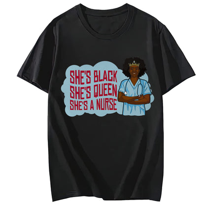 Women's Flat Nurse Shark Pattern Casual Short Sleeve Gift T-Shirt